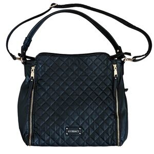 Gussaci Italian Vegan Black Quilted Faux Leather Crossbody Purse